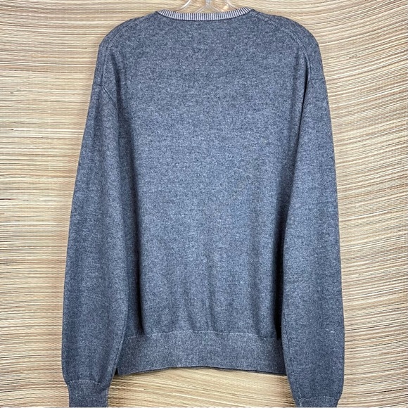 BULLOCK & JONNES 4-Ply Pure Cashmere V-Neck Sweater Pullover In Gray Size XXL - Picture 4 of 9